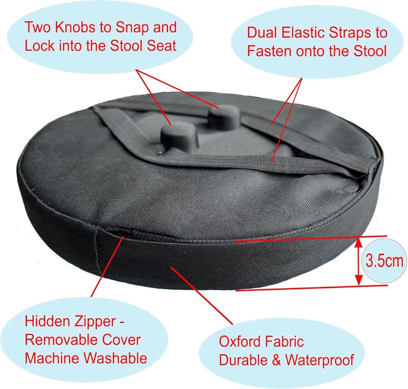 Outward Gear Thick Seat Cushion for Telescopic Stools, Collapsible Stool Chair Pads with Premium Foam, Fits all Round Retractable Folding Stools (Cushion Only) - Image 2