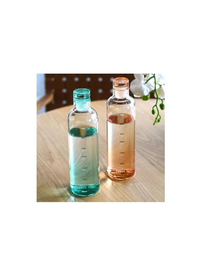500ml Water Bottle with Reusable Time Tags Plastic Outdoor Sports Drink Bottle (Green)