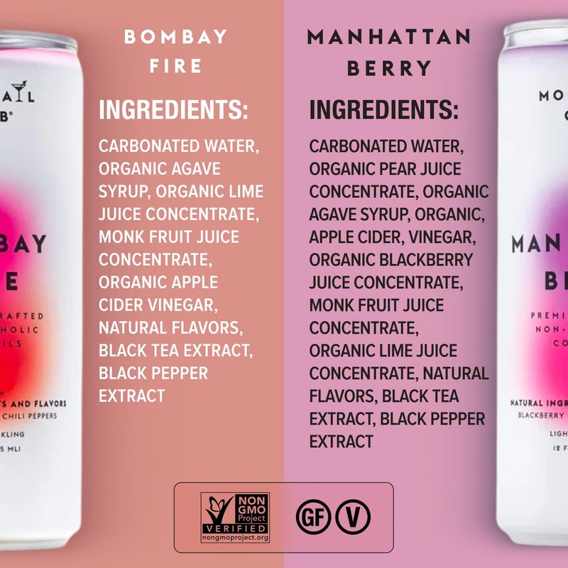 Mocktail Club Variety Pack Non-Alcoholic Sparkling Craft Cocktail - 12x12 Oz Cans | Non-GMO, No Artificial Ingredients, Gluten Free, Vegan | Bombay Fire, Havana Twist, Manhattan Berry, Capri Spritz - Image 5