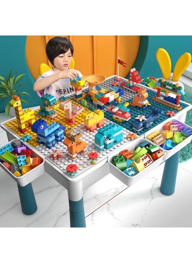 Generic - Compatible With Lego Large Particle Building Block Table Multi-functional Children's Toy Power 3-year-old Men's And Women's 6-year-old Learning Table-Color:Extra Large Long Table +416 Large Particles - Image 1