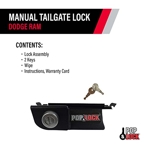POP & LOCK – Manual Tailgate Lock for Dodge Ram 1500, 2500, and 3500, Fits 2002 to 2008 (Black, PL3400, Works with No Factory Lock) - Image 5