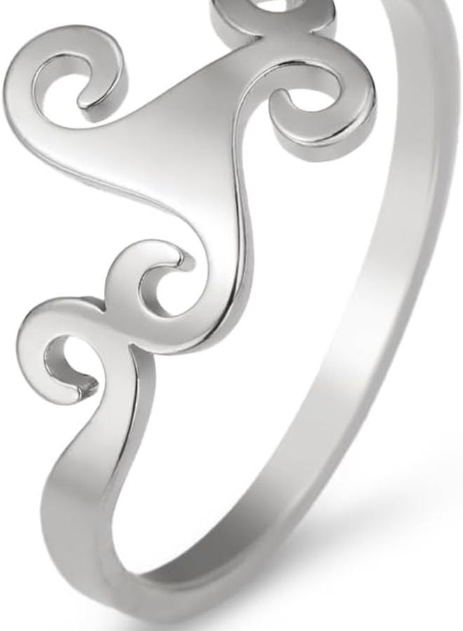 Celtic Triskele Spiral Ring Silver Stainless Steel Viking Amulet Jewelry For Women And Men Diameter 17mm - Image 1