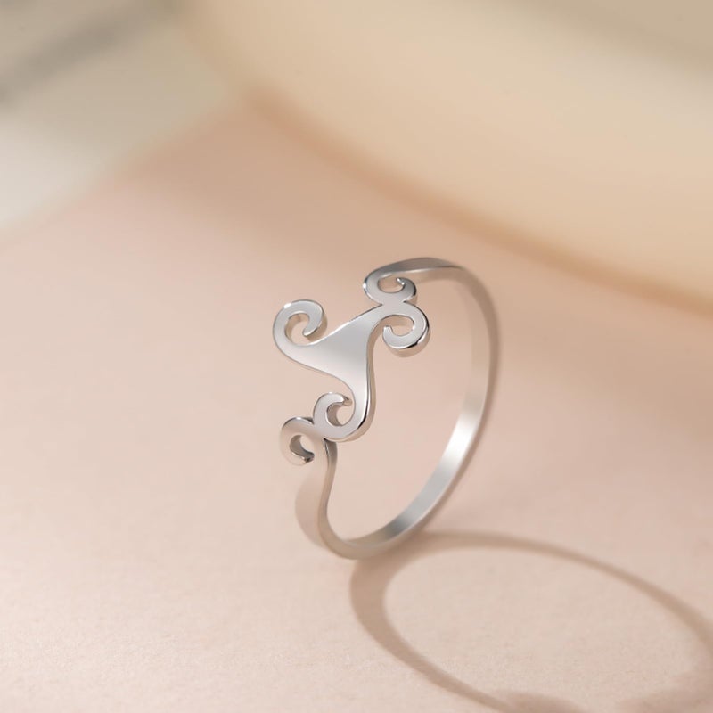 Celtic Triskele Spiral Ring Silver Stainless Steel Viking Amulet Jewelry For Women And Men Diameter 17mm - Image 3