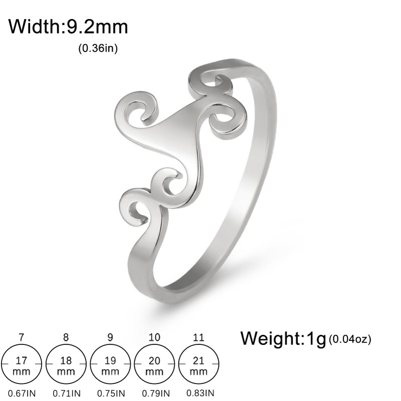 Celtic Triskele Spiral Ring Silver Stainless Steel Viking Amulet Jewelry For Women And Men Diameter 17mm - Image 5