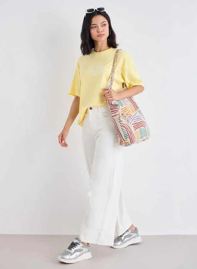 Styli Styli Slogan Print Short Sleeve Oversized T-Shirt