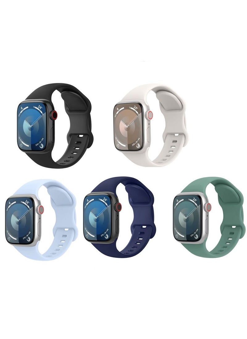 Mmmon - 5 Pack Soft Silicone Bands,Compatible With Apple Watch Ultra 2 Band 49mm 45mm 44mm 42mm For Men Women - Image 1