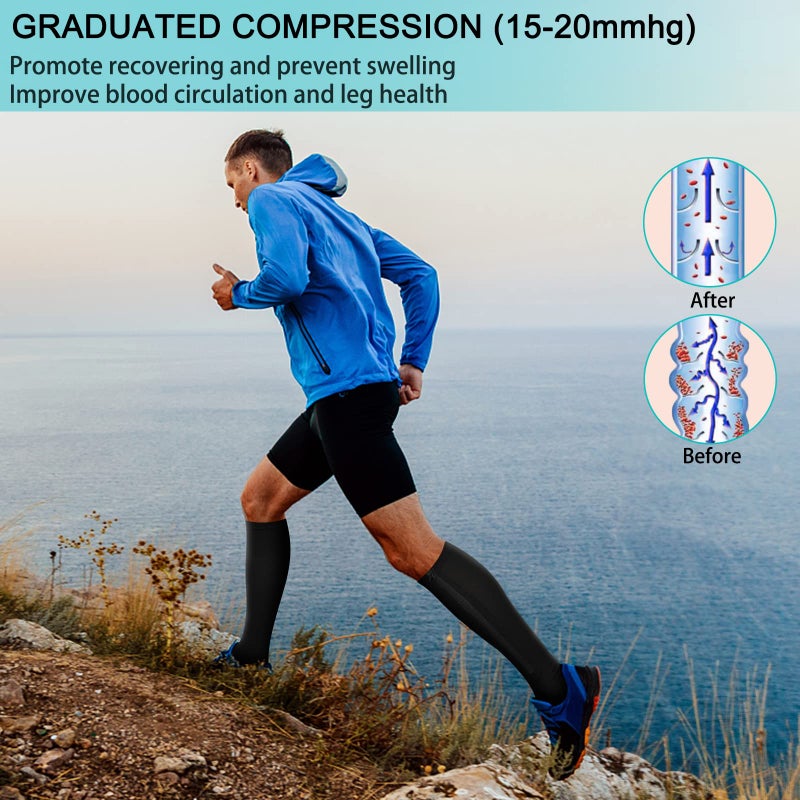 Athbavib 2 Pairs Zipper Compression Socks, 15-20 mmHg Closed Toe Compression Stocking with Zipper for Women and Men - Image 2