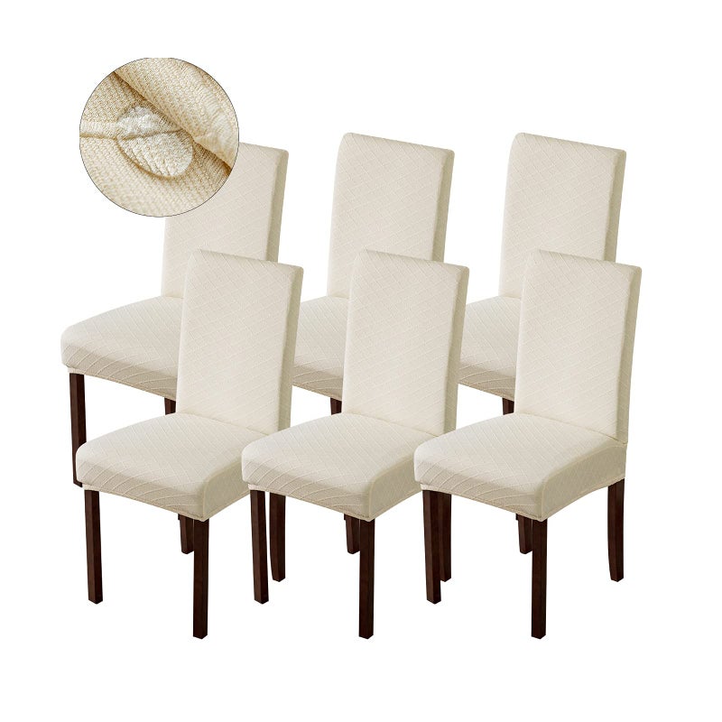 Genina Waterproof Chair Covers for Dining Room Dining Chair Covers Kitchen Parsons Chair Covers Beige 6 PCS