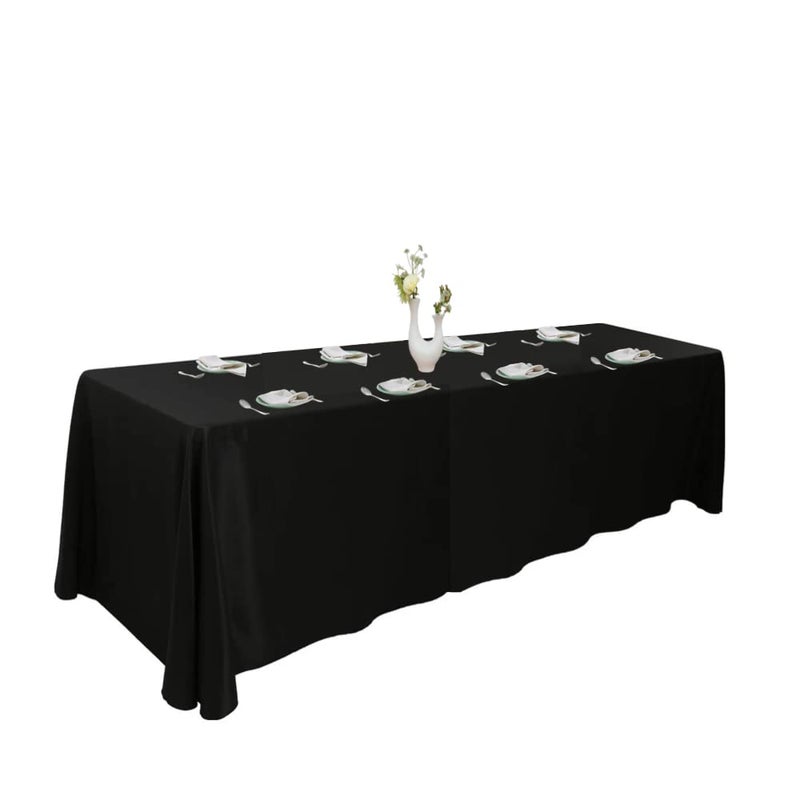 Urby Black Tablecloth for 8ft Rectangle Tables That Seats 810 Person Manteles de Mesa De Tela para Fiestas de 810 Sillas Machine Washable Reusable Polyester Table Cloths