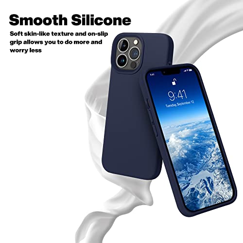 OTOFLY Compatible with iPhone 13 Pro Case,Ultra Slim Fit iPhone Case Liquid Silicone Gel Cover with Full Body Protection Anti-Scratch Shockproof Case (Midnight Blue) - Image 4