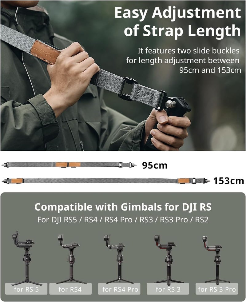 SMALLRIG Room to room portable Adjustable Sling Handgrip Gimbal Sling Handle w/Shoulder Strap for DJI RS 5 / RS 4 Pro / RS 4 / RS 3 / RS 3 Pro/RS 2 Stabilizer, Ergonomic Grip for Low Angle Shots Flexible use switching - Image 5