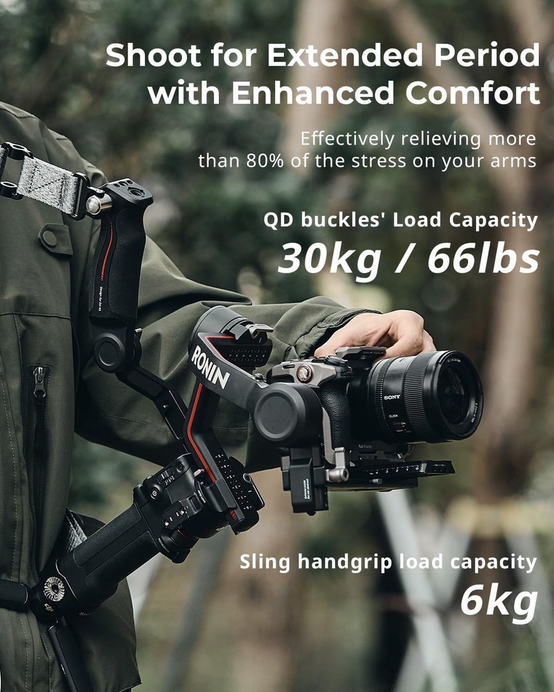 SMALLRIG Room to room portable Adjustable Sling Handgrip Gimbal Sling Handle w/Shoulder Strap for DJI RS 5 / RS 4 Pro / RS 4 / RS 3 / RS 3 Pro/RS 2 Stabilizer, Ergonomic Grip for Low Angle Shots Flexible use switching - Image 3