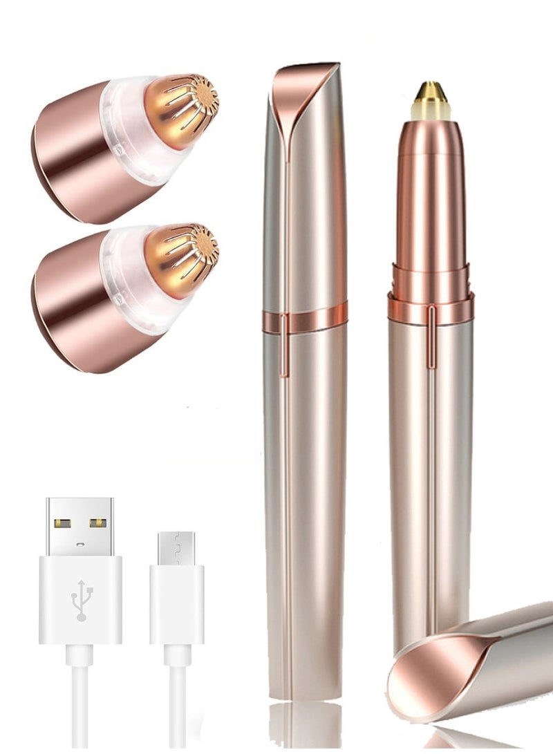 عام ماكينة كهربائية للحواجب للنساء مع شفرات بديلة، ومصباح LED دقيق، جهاز آمن لإزالة الشعر فورًا وبدون ألم. - Image 1