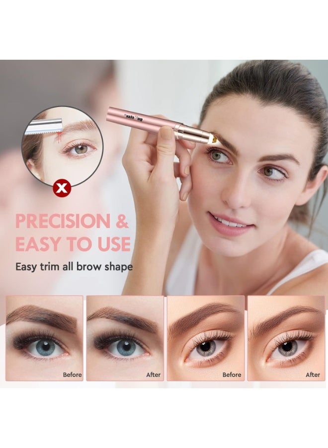 عام ماكينة كهربائية للحواجب للنساء مع شفرات بديلة، ومصباح LED دقيق، جهاز آمن لإزالة الشعر فورًا وبدون ألم. - Image 2