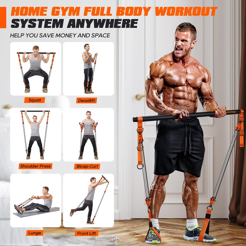 KUTIZE Pilates Bar Kit with Resistance Bands, Heavy Duty Pilates Equipment for Men, Training Bands with Handles for Legs, Hip, Back, Arm, Abs, Chest, Shoulders, Portable Home Gym Workout Equipment - Image 5