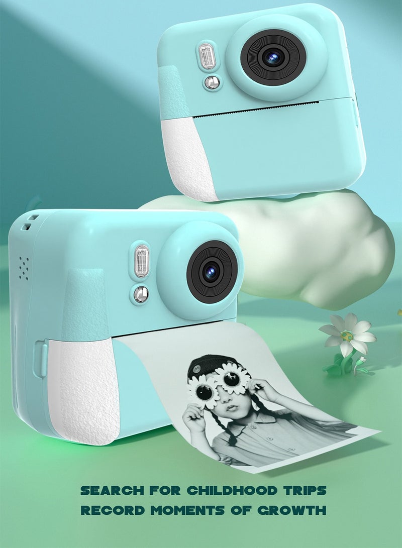 HILUKE Kids Instant Print Camera – Blue-green Digital Camera with 2.4" Screen, Dual Lens, Black & White Thermal Printing, 200DPI, 1200mAh Battery, DIY Drawing, with Paper Roll, USB Cable & Lanyard – Toy for Girls & Boys - Image 4