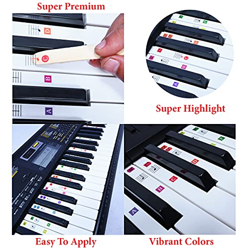 Palap Super Premium Vibrant Colors Piano Stickers Labels for 37, 49, 54, 61, 76, 88 Keys Keyboard, Piano Removable Stickers - Image 5