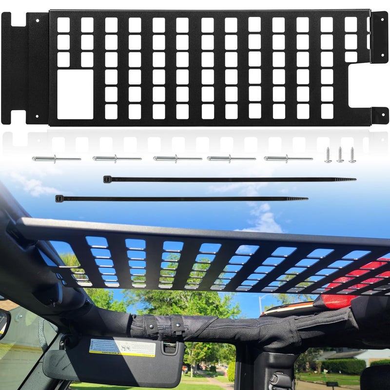 Roof Rack Hard Top Molle Panel for 20072018 Jeep Wrangler JK JKU 4 Door Sport Sahara Rubicon X Hardtop Molle Panel Luggage Storage Carrier Metal Shelf JK Exterior Accessories Automobile Roof Racks