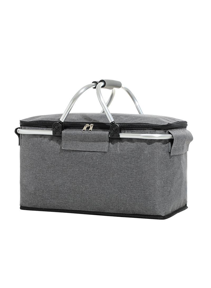 Bluejw Picnic Basket 20L Portable Collapsible Cooler Bag Grocery Bag Shopping Basket With Aluminium Handles For Shopping, Travel, Camping  - Image 1