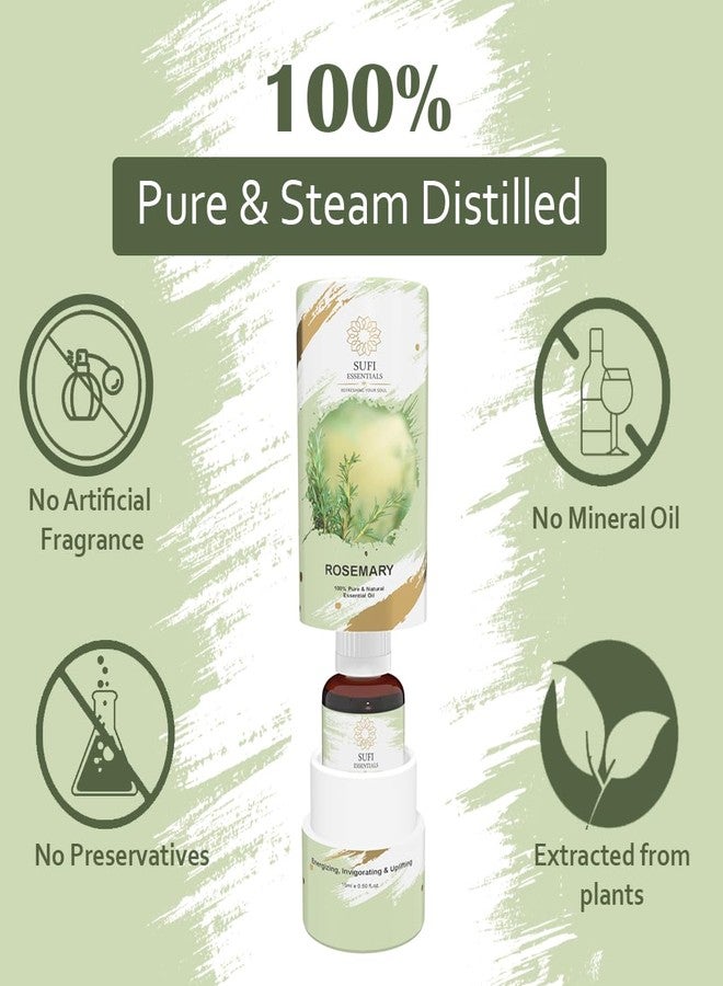 SUFI ESSENTIALS زيت إكليل الجبل العطري من صوفي إسينشالز® لنمو الشعر والتحكم في تساقطه | نقي 100%، طبيعي، غير دهني، وغير مخفف | مناسب للنساء والرجال | 15 مل - Image 2