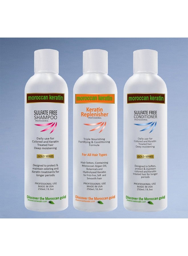 MOROCCAN KERATIN Triple Care Kit Keratin Replenisher, Sulfate Free Shampoo & Conditioner Important To Maintain Keratin Treatments For Longer Period And Great Looking Hair.  - Image 1