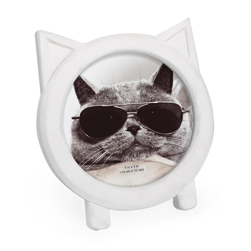 Isaac Jacobs 4x4 Round Resin Sentiment Cat Picture Frame view 3