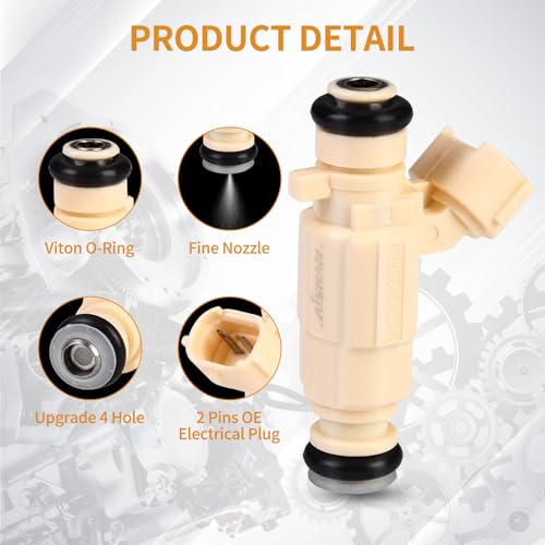AISHAN 4PCS Fuel Injectors 4 Holes Compatible with Hyundai Elantra 0207 Tiburon 0308 Tucson 0509 for Kia Spectra 0407 Rondo 0710 Spectra5 Sportage 0509 L4 20L Replace 3531023600 - Image 3