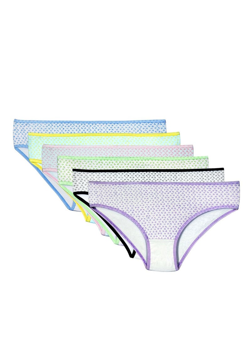 City Rose 6 -Pieces Elastic Briefs Bikini Bottom underwear Cotton Women Multicolor  - Image 1