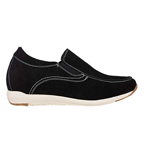 CALTO Men's Invisible Height Increasing Elevator Shoes - Black Nubuck Leather Slip-on Casual Loafers - 2.8 Inches Taller - G4903 - Size 8 D(M) US - Image 2