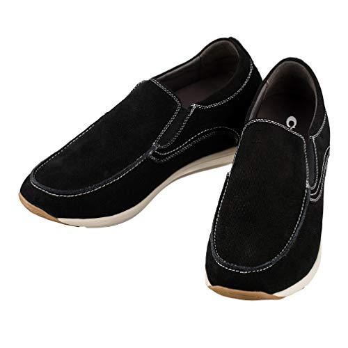 CALTO Men's Invisible Height Increasing Elevator Shoes - Black Nubuck Leather Slip-on Casual Loafers - 2.8 Inches Taller - G4903 - Size 8 D(M) US - Image 4