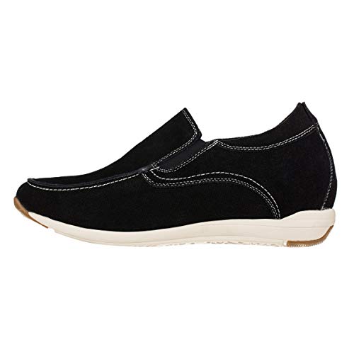 CALTO Men's Invisible Height Increasing Elevator Shoes - Black Nubuck Leather Slip-on Casual Loafers - 2.8 Inches Taller - G4903 - Size 8 D(M) US - Image 3