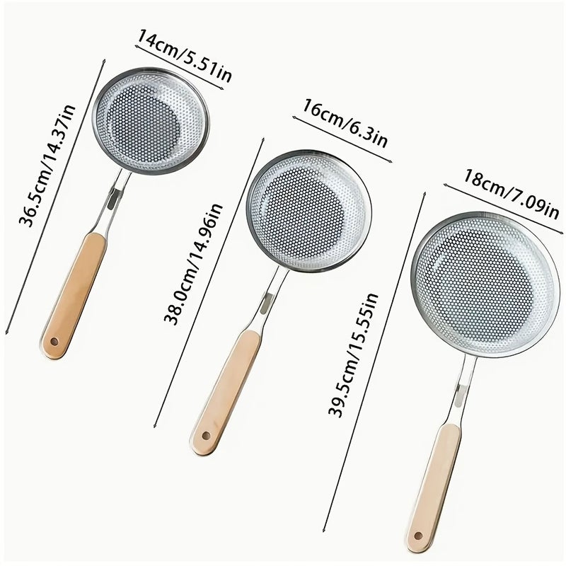 Stainless Steel Fine Mesh Food Strainer With Wooden Handle 7.09 Inch - Image 3