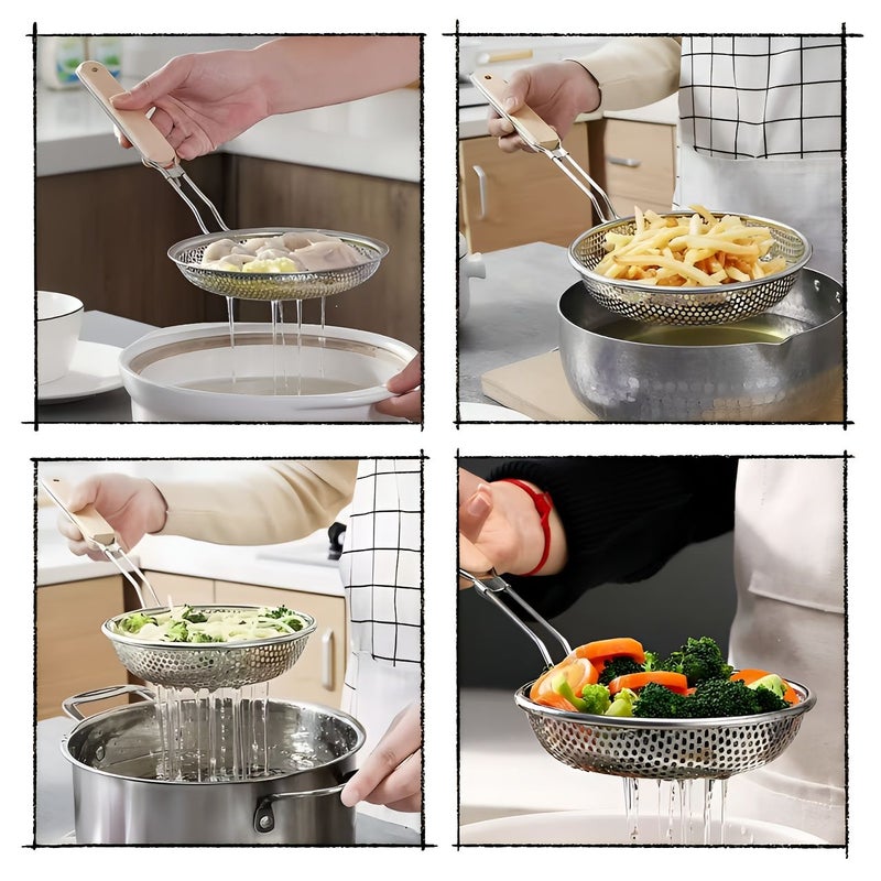 Stainless Steel Fine Mesh Food Strainer With Wooden Handle 7.09 Inch - Image 4