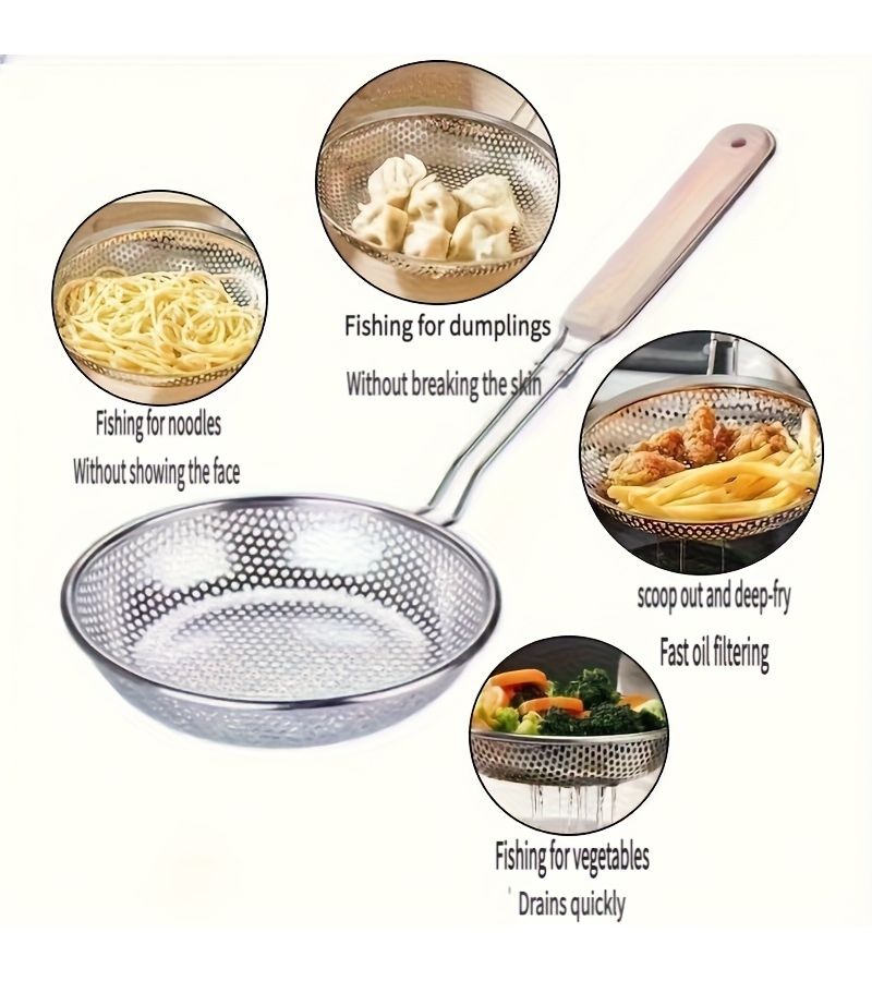 Stainless Steel Fine Mesh Food Strainer With Wooden Handle 7.09 Inch - Image 2
