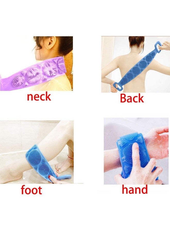 PACK OF 2 GRAIYT Silicone Body Scrubber Belt, Double Side Shower Exfoliating Belt Removes Bath Towel, Double Chopping Belt Scrubber Washer for Bath (MULTI COLOUR) - Image 2