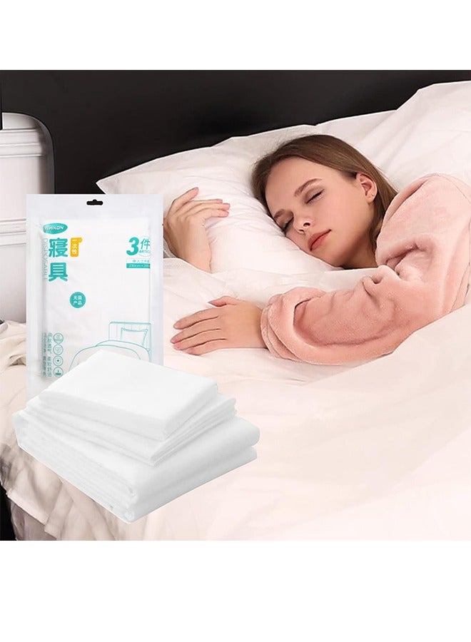 بطانيات قابلة للاستعمال لغطاء لحاف السفر *1 كيس الوسادة *1 ورق سرير مضاد للتربة *1 فندق - Image 1