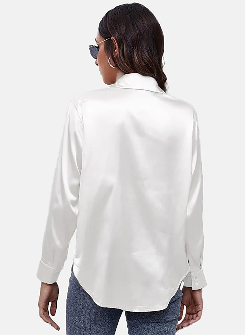 YUNIQEE White Solid Slim Fit Shirt