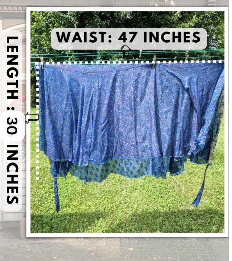 Wevez® Pack of 3 Pcs Original Two Layer Printed Wrap Around Skirts (Midi Length) - Image 4