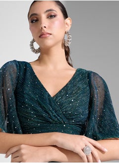 Khizana Shimmer Dress With Ruched Detail  - Image 3
