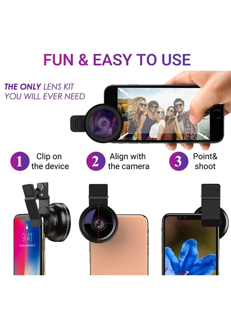 AROAQ Cell Phone Camera Lens, 2 In 1 Cell Phone Clip-on Lens, 37mm 0.45x Super Wide Angle Lens With 12.5x Super Macro Lens  For iPhone Samsung And Most Of Android Smartphone  - Image 2