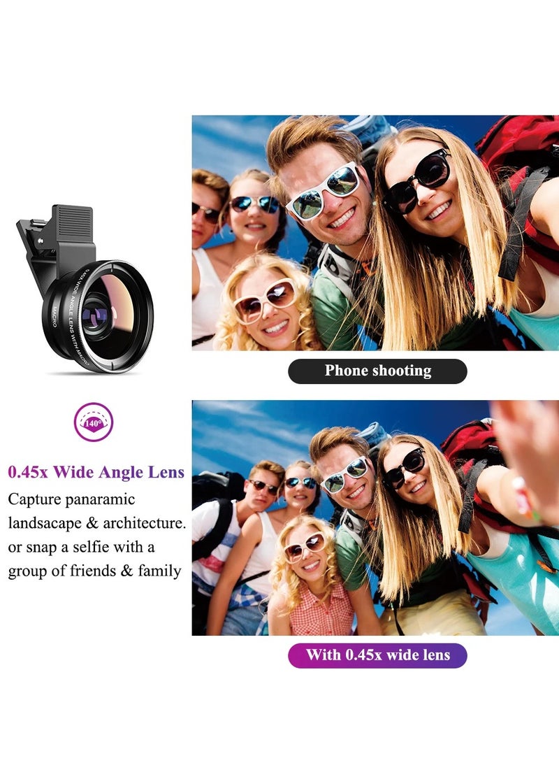 AROAQ Cell Phone Camera Lens, 2 In 1 Cell Phone Clip-on Lens, 37mm 0.45x Super Wide Angle Lens With 12.5x Super Macro Lens  For iPhone Samsung And Most Of Android Smartphone  - Image 3