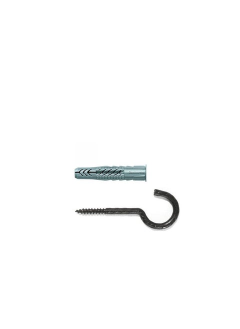 Fischer Nylon Expansion Fixing Plug W/Half Rnd Hooks Black SX 6 RHB B 2Pcs