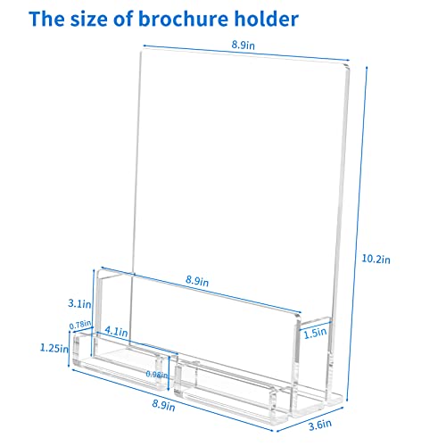 NIUBEE 2-Pack Acrylic Brochure Holder 8.5*11 inches , Clear Brochure Display Stand with Acrylic Business Card Holder, Plastic Flyer Display Stand for Magazine, Pamphlet, Booklets, Menu, Journals - Image 2