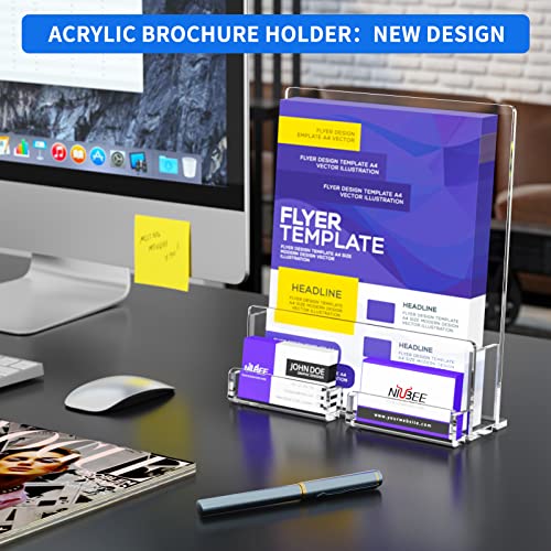 NIUBEE 2-Pack Acrylic Brochure Holder 8.5*11 inches , Clear Brochure Display Stand with Acrylic Business Card Holder, Plastic Flyer Display Stand for Magazine, Pamphlet, Booklets, Menu, Journals - Image 5