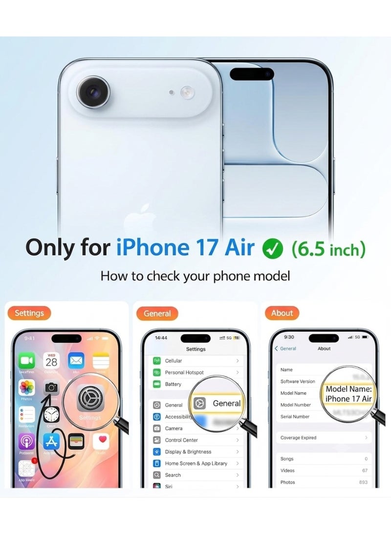 جراب سيليكون لهاتف iPhone 17 Air مزود بحزام تثبيت وحامل (مسند)؛ غطاء ناعم يدعم الوضعين الرأسي والأفقي، مع حماية كاملة للكاميرا، مخصص لهاتف iPhone 17 Air (مقاس 6.5 بوصة). - Image 2
