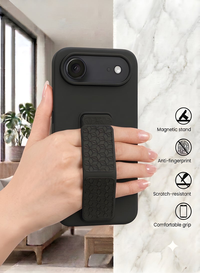جراب سيليكون لهاتف iPhone 17 Air مزود بحزام تثبيت وحامل (مسند)؛ غطاء ناعم يدعم الوضعين الرأسي والأفقي، مع حماية كاملة للكاميرا، مخصص لهاتف iPhone 17 Air (مقاس 6.5 بوصة). - Image 3