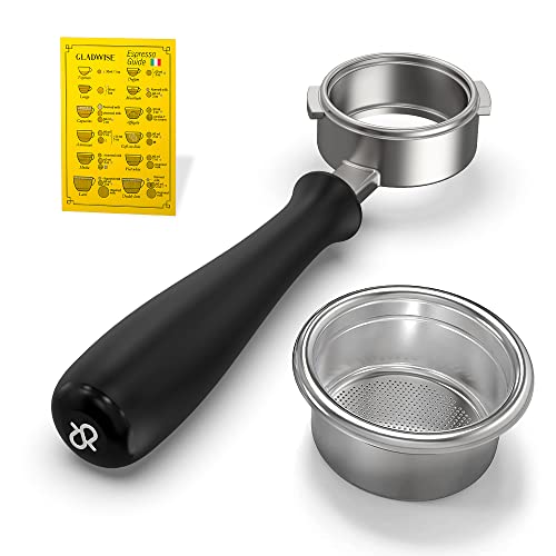 Gladwise Rancilio Silvia Bottomless Portafilter 58mm - Authentic Italian Portafilter with 3 Cup Basket. Fits Home and Commercial Espresso machines + Gladwise Coffee Card - Image 1