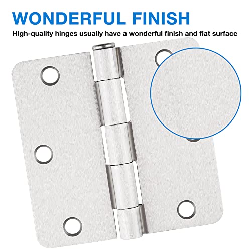 JIW 18 Pack Satin Nickel 3.5 Inch x 3.5" 1/4" Radius Interior Door Hinges Brushed Nickel 3-1/2 Door Hinge for Doors Bedroom Small Rounded Conner Standard Bifold Residential Door Hinge - Image 3