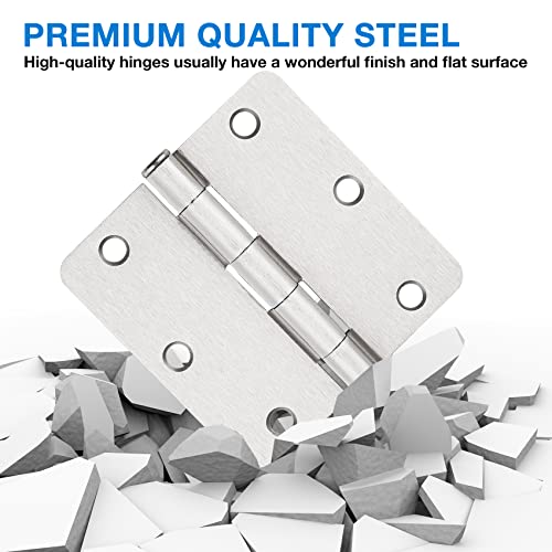 JIW 18 Pack Satin Nickel 3.5 Inch x 3.5" 1/4" Radius Interior Door Hinges Brushed Nickel 3-1/2 Door Hinge for Doors Bedroom Small Rounded Conner Standard Bifold Residential Door Hinge - Image 5