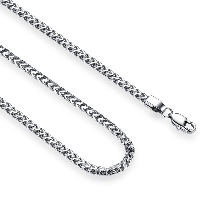 Reve Jewelry 3mm Stainless Steel Franco Chain Necklace for Men and Women, 20-30 inches (22) - Image 1